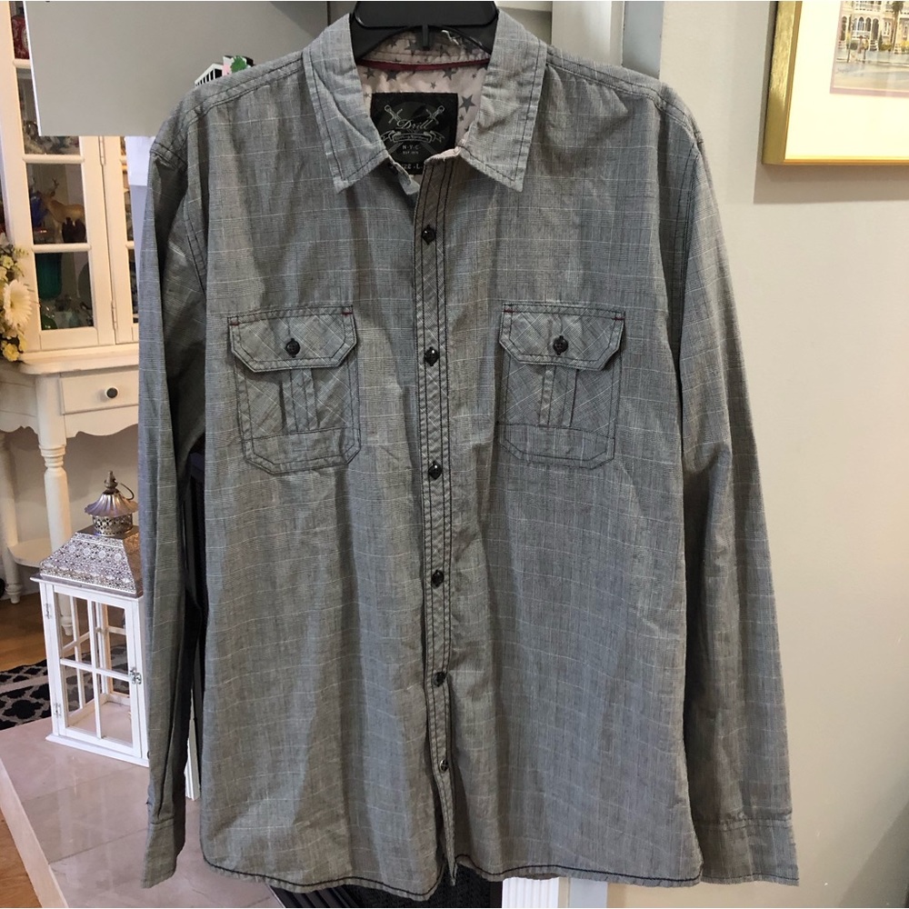 Drill NYC Men’s Long Sleeve Plaid Button Up Collared Dress Shirt